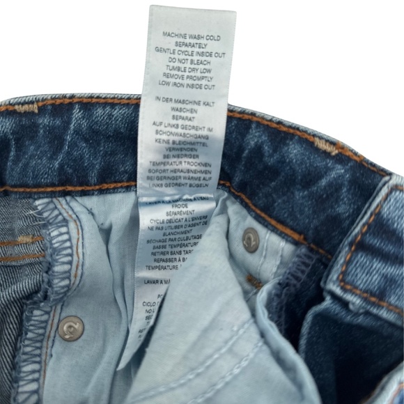 True Religion Colette Slim Straight Jeans Sz 27 Blue Raw Hem Y2K Grunge NWOT - Picture 8 of 8